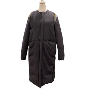 JNBY L indigo/heathered black wool blend long duck down puffer jacket pockets